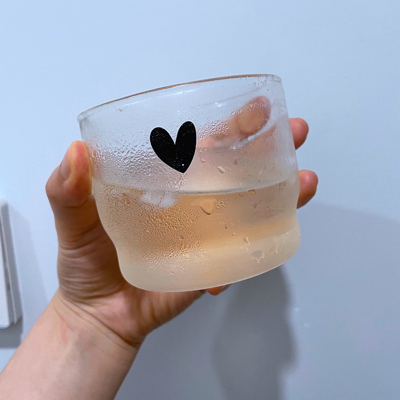 Ly Thủy Tinh Trong Suốt Chịu Nhiệt Tốt In Hình Mặt Cười Dễ Thương