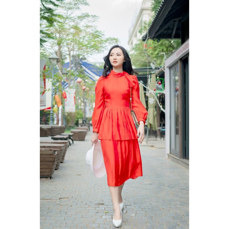 VÁY LIỀN 2 TẦNG MÀU DA CAM BY BALA DESIGN