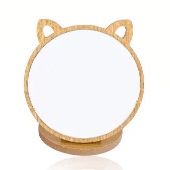 Gương gỗ tai mèo dễ thương - Gương tròn để bàn phong cách Châu Âu - MiuMiu Mart