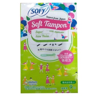 Băng Vệ Sinh Ống Tampon Sofy Super Nhật Có Cần Đẩy 9 Cái