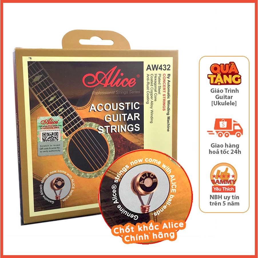 Dây đàn Guitar Acoustic AW432 SL - Bộ 6 dây đàn Alice Có chốt khắc chính hãng