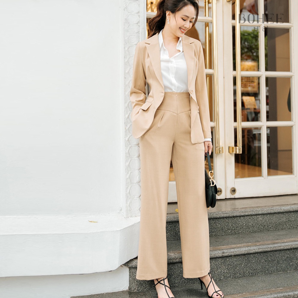 Áo blazer nữ áo vest khoác ngoài phong cách hàn quốc màu be vàng BOHEE A225