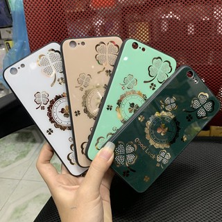 Ốp 6plus, 7plus/8plus, Xsmax dẻo viền lưng kính in hình cỏ 4 lá