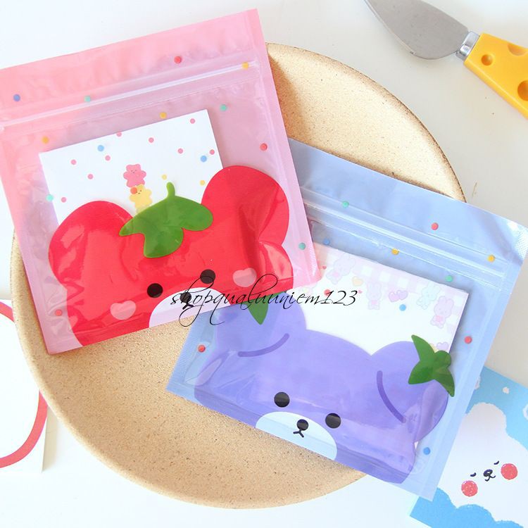 ♥️ Túi Zip Đựng Kẹo Cho Bé Hình Gấu Con Trái Cây Cực Kỳ Dễ Thương - Set 10 Túi ♥️