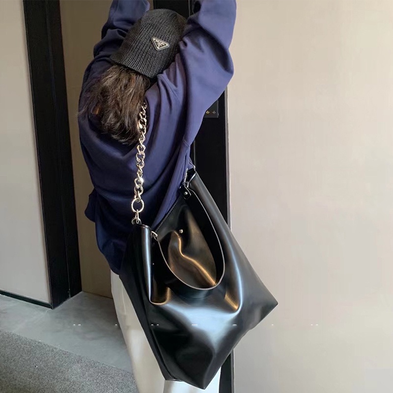 Túi tote Đeo Vai Sức Chứa Lớn Màu Đen Cho Nữ