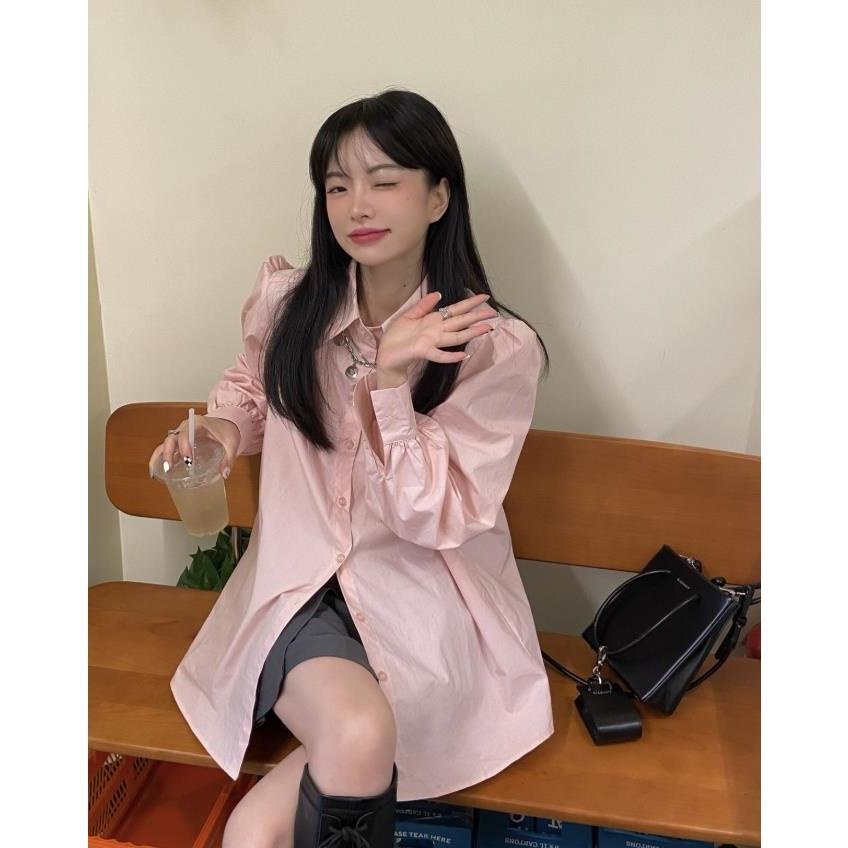 IMAODOU French Pink Long Western Temperament Women's Shirt Design Feeling Appropriate Shirts Top Autumn 2023 New Korean Sweet Crouching Top