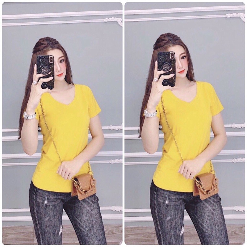 ÁO THUN THÁI NỮ CỔ TIM NGẮN TAY