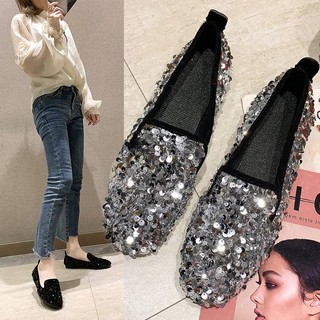 [in stock] fashion leather shoes girl trend net red flash sandals women's shoes single shoes