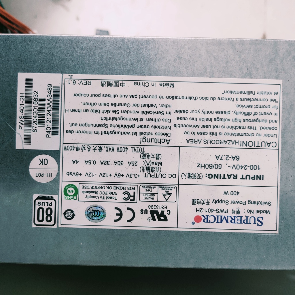 Bộ Nguồn SuperMicro 400W Single Power Supply cũ