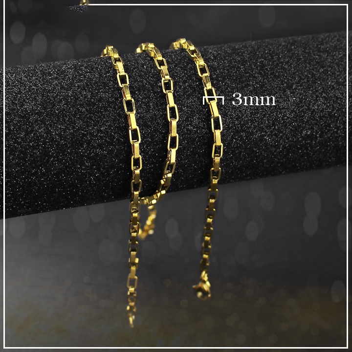 Dây chuyền inox kiểu hình vuông 3 ly khóa vip màu vàng siêu đẹp, bền màu, phù hợp cho cả nam và nữ