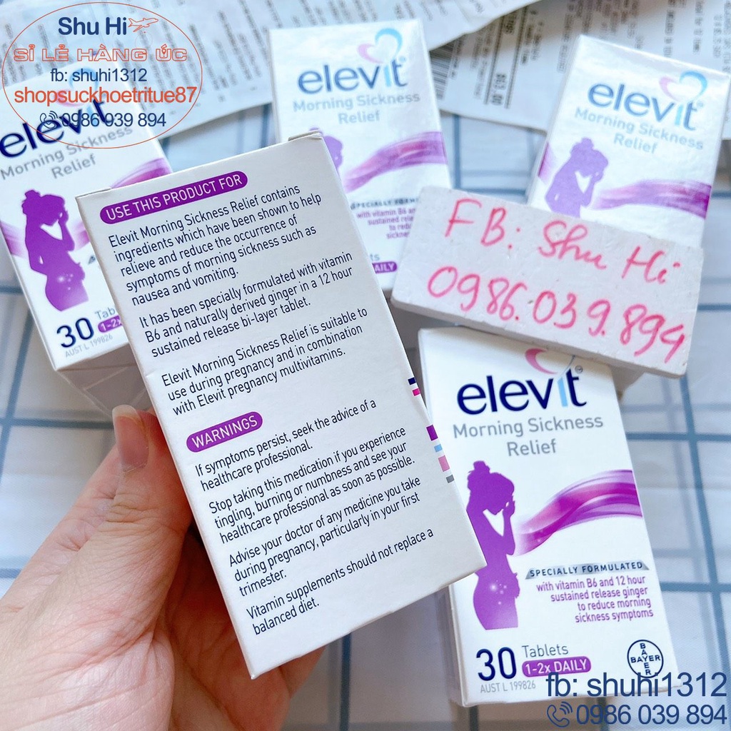Elevit Giảm Triệu Chứng Ốm Nghén cho phụ nữ mang thai - 30 Viên Úc, đi air - Bayer Elevit Morning Sickness _chính hãng