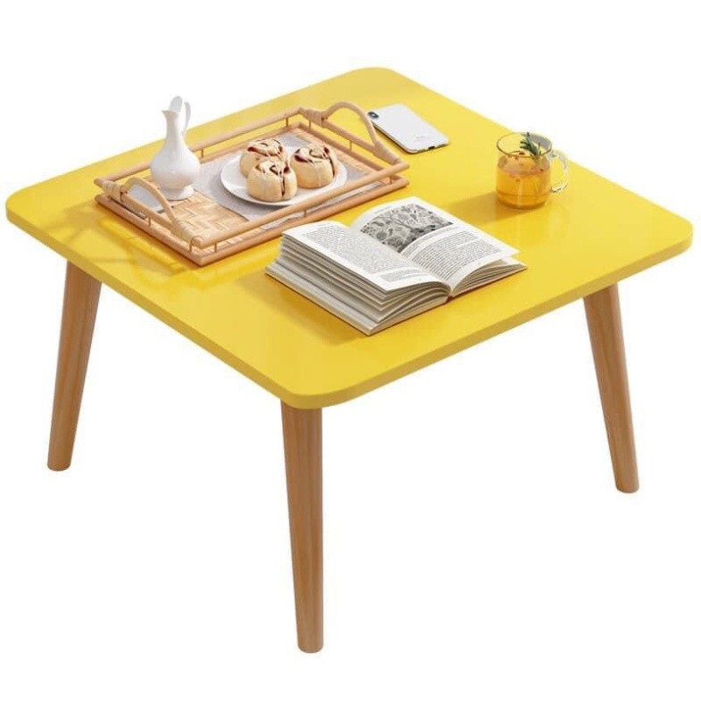 Bàn trà sofa/cafe ngồi bệt hình vuông chân gỗ hiện đại, bàn trà phòng khách uống nước phong cách tối giản