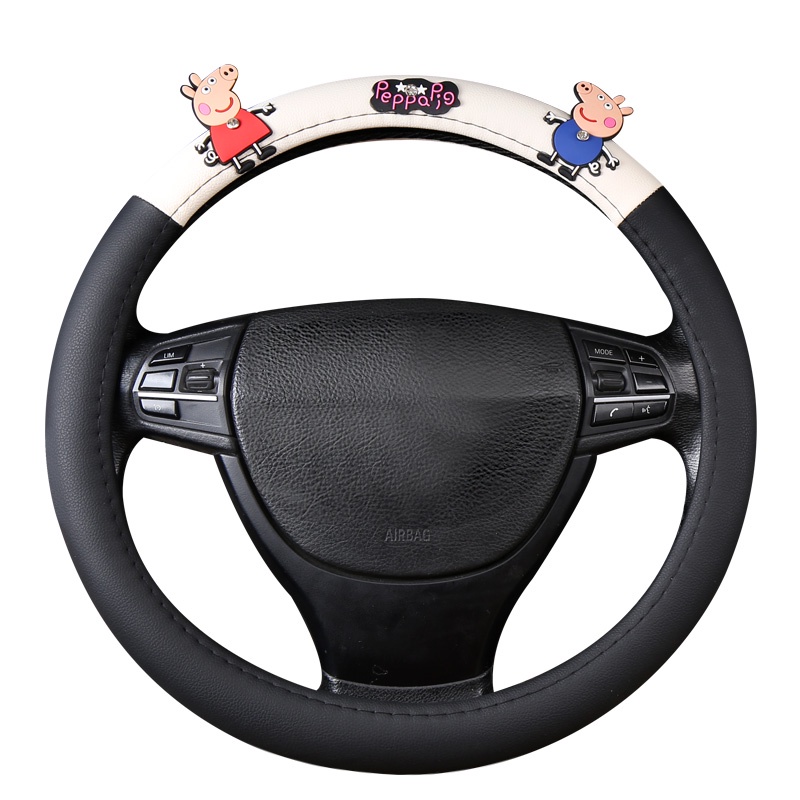 Vỏ Bọc Vô Lăng Xe Hơi 38CM Bằng Da PU Chống Trượt Họa Tiết Hoạt Hình Dễ Thương
