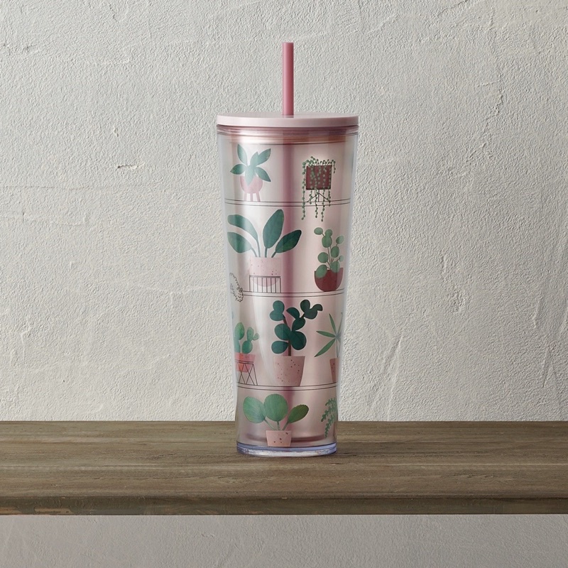 Ly Starbucks Cold Cup Plastic Home Greenery 24Oz (709ml) Shopee Việt Nam