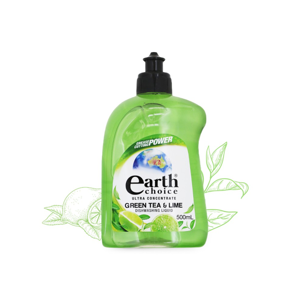 Nước rửa chén đậm đặc Earth Choice Úc 500ml gốc thực vật hương chanh vàng, táo, trà xanh