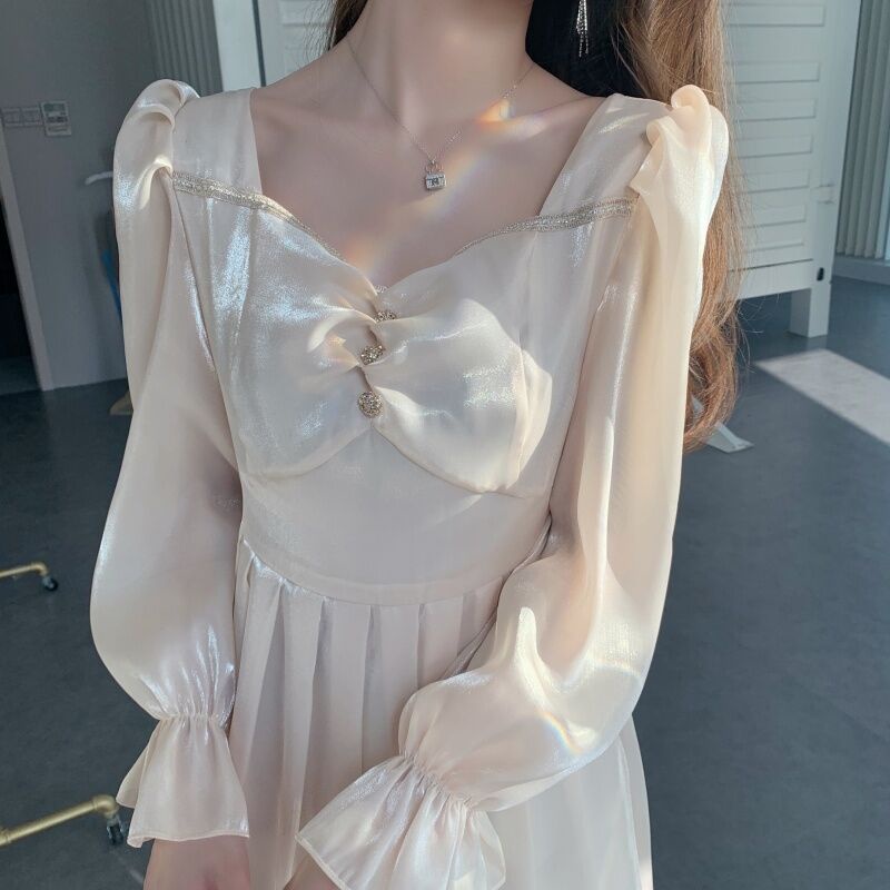 Đầm váy Nữ Dự Tiệc  Dài Tay Xòe Siêu Tôn Dáng,Váy Thiết Kế Tay Sang Chảnh Cho Mùa Thu Đông 2021 Yohamy_officialstore