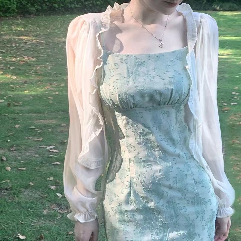 Áo Sơ Mi Tay Dài Dáng Rộng Chống Nắng Thiết Kế Dây Cột Nơ Thời Trang Xinh Xắn Cho Nữ