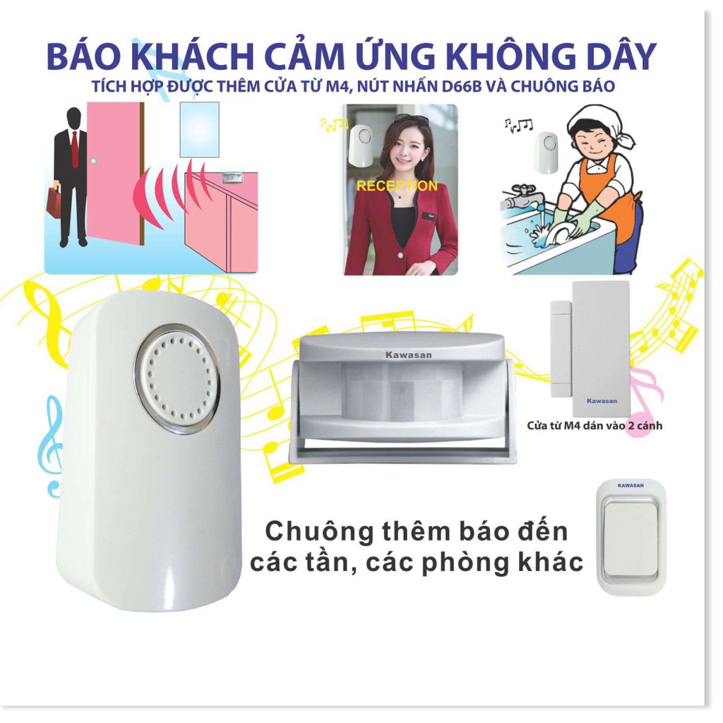 [SALE 50%] Thiết Bị Báo Động ,Chống Chộm ,Báo Khách Không Dây KAWASAN  KW-i287A   ,Công Nghệ Cảm Ứng Hồng Ngoại Xuyên Vậ