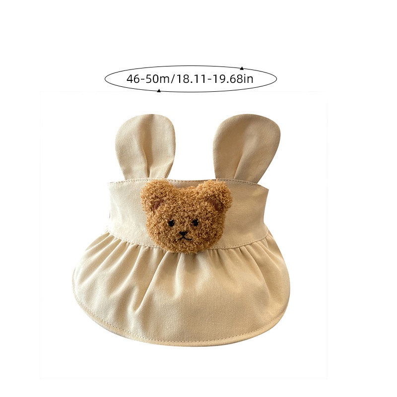 Mũ che nắng hở chóp bằng cotton mềm mại họa tiết gấu hoạt hình có tai dễ điều chỉnh thời trang mùa hè dành cho trẻ em