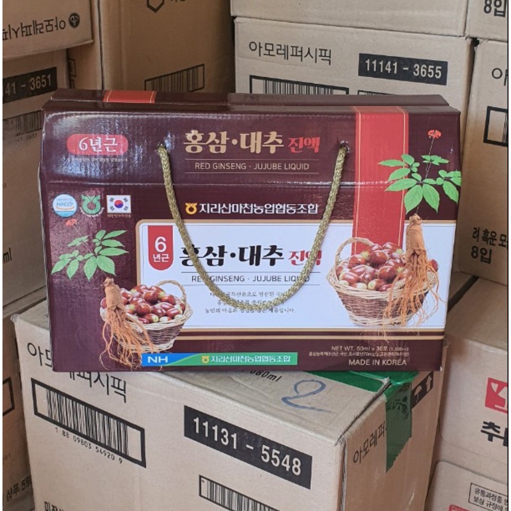 NƯỚC HỒNG SÂM LÊ- TÁO RED GINSENG PEAR HÀN QUỐC HỘP 30 GÓI X 50ML