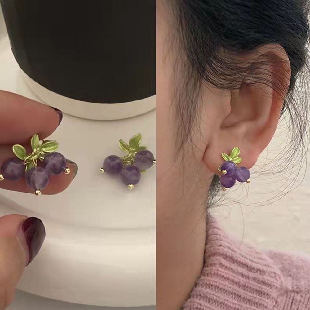 Khuyên Tai Hình Chùm Nho Đính Đá Xinh Xắn Cho Nữ