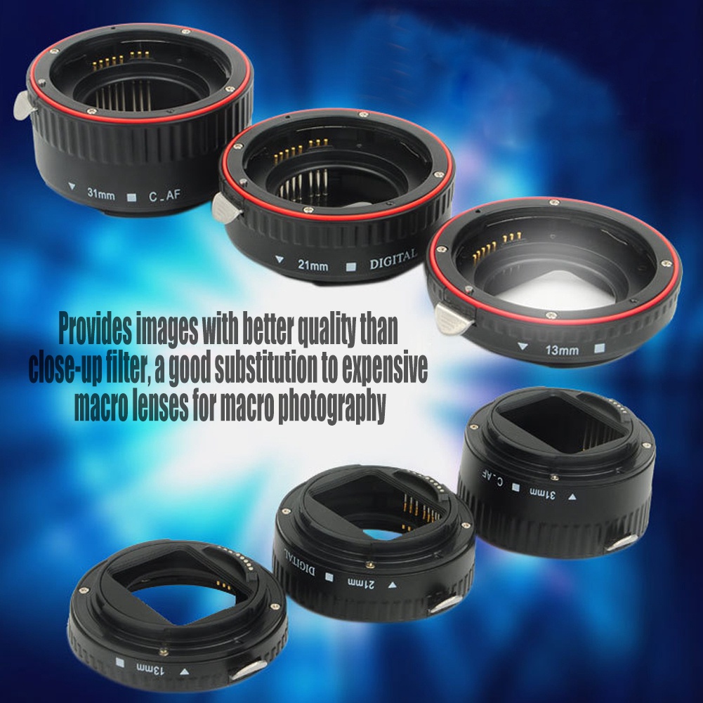 Auto Focusing Macro Extension Lens Adapter Tube Rings Set for Canon EOS EF Mount