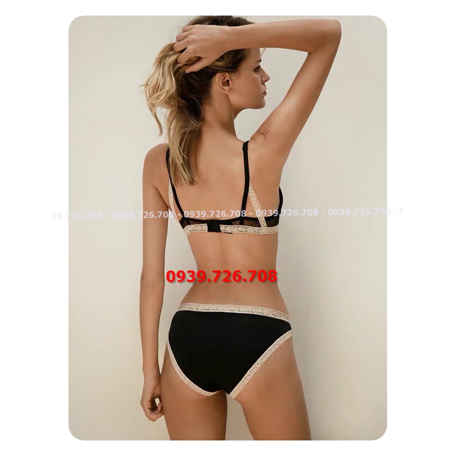 Bộ đồ lót ren tam giác chấm bi viền ren nỗi mút vừa | BigBuy360 - bigbuy360.vn
