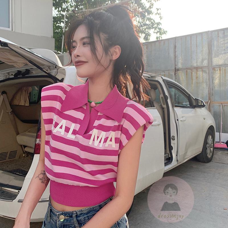 Áo Thun Tay Ngắn Họa Tiết Sọc Ngang Màu Sắc Thời Trang Cho Nữ