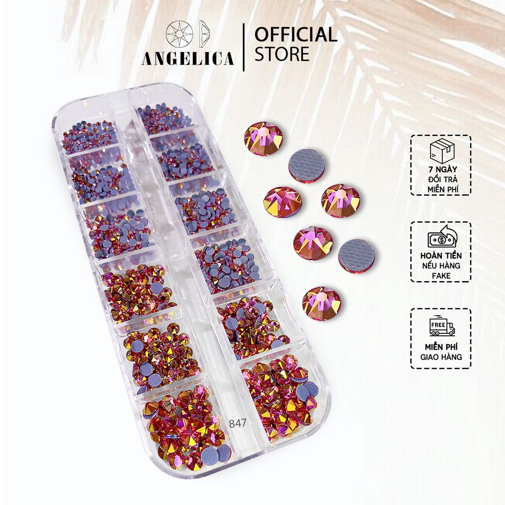 Đá Nail Chân Lưới 16 Khía Heaven Rose AB Đính Trang Trí Móng ANGELICA 847