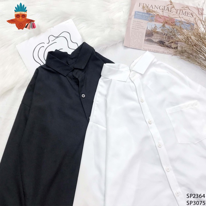 Áo sơ mi vạt bầu ba nút sau 2 màu trắng, đen THOCA HOUSE trang phục cơ bản phải có trong tủ để đi làm, đi học, đi chơi | BigBuy360 - bigbuy360.vn