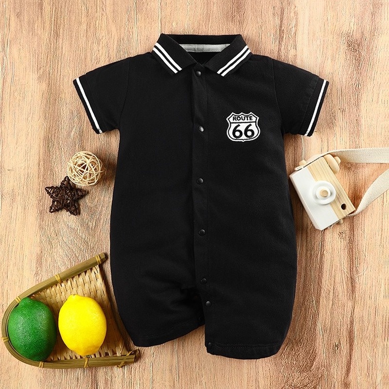 Bộ Áo Liền Quần Polo Bằng Cotton Tay Ngắn Thời Trang Mùa Hè Phong Cách Hàn Quốc Dành Cho Bé Trai