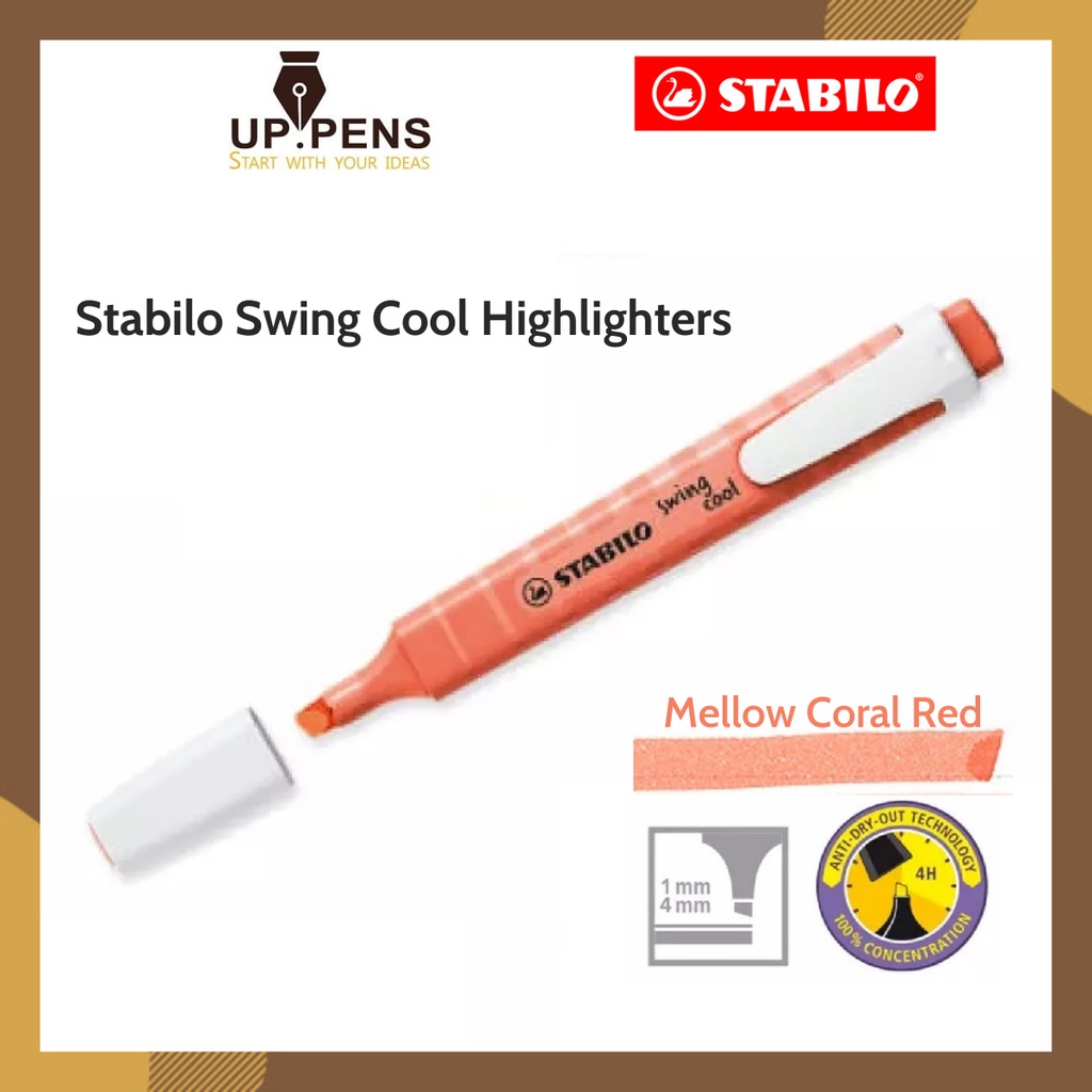 Bút dạ quang Stabilo Swing Cool Highlighter - Màu cam san hô pastel (Mellow Coral Red)