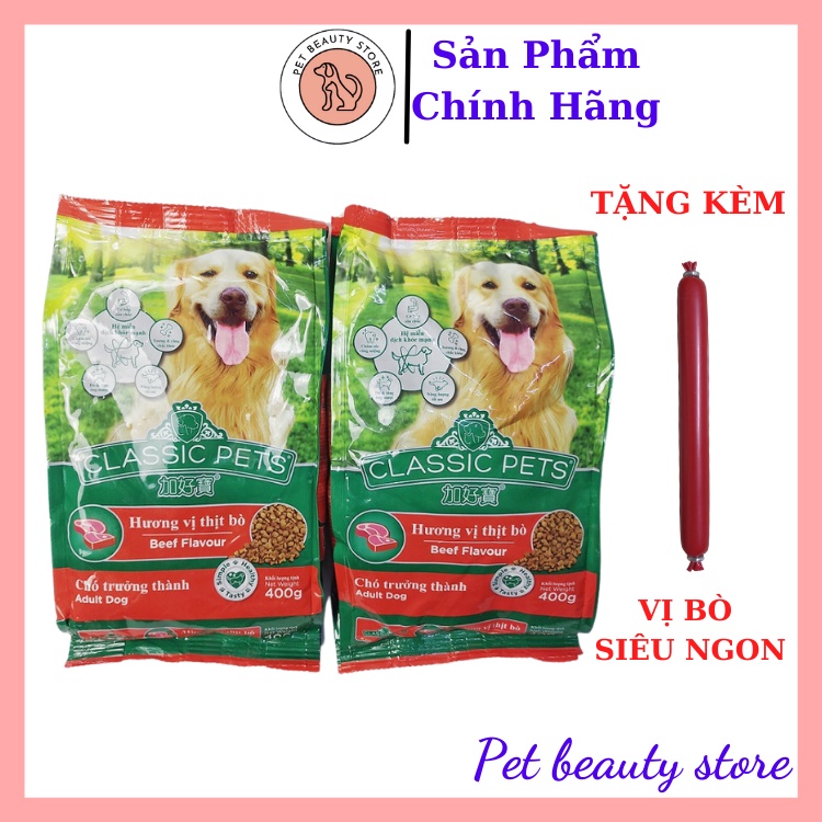 Thức Ăn Chó Classic Pets 400g-1,2kg dạng hạt, Vị Bò Cho Chó Lớn trưởng thành