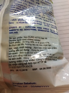 Kẹo Bạc Hà Hitto Thái Lan 1 gói (100 viên/gói)