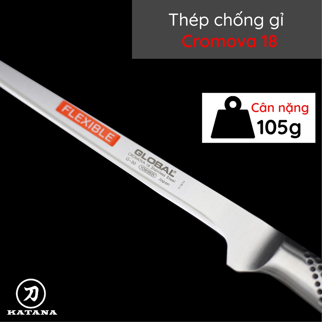 Dao bếp Nhật cao cấp Global G30 Filleting Knife - Dao phi lê (210mm)