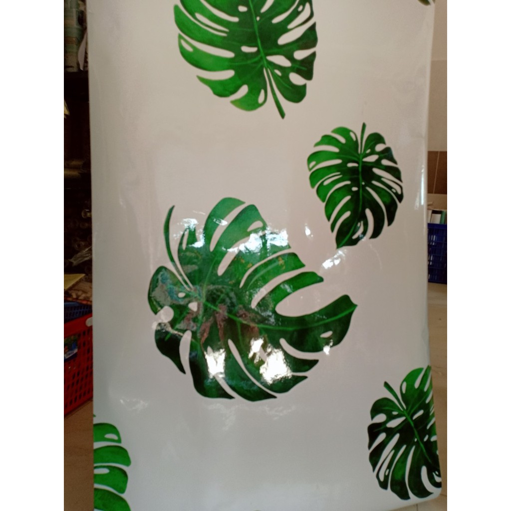 DECAL 1M dán bếp tráng nhôm cách nhiệt khổ 60CM - LÁ XANH KHỔNG LỒ OKK020