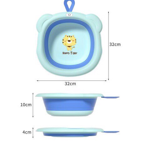 Thau Gấp Gọn, Chậu Hình Hổ Xếp Gọn Silicon Mang Đi Du Lịch Thau Rửa Mặt Cho bé