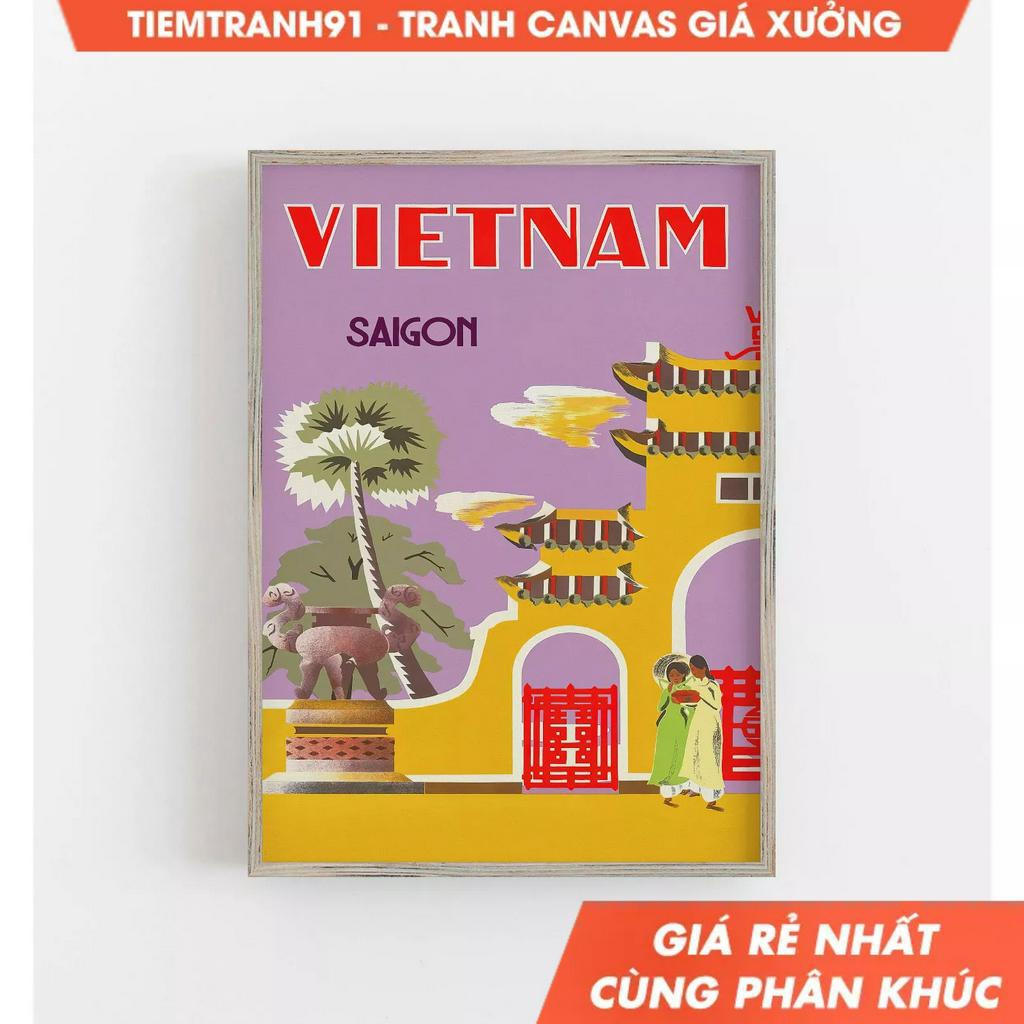 Tranh treo tường, Vietnam Wall Art, Vintage Wall Art, Asian Wall Art, Retro Wall Art, Colorful, tặng