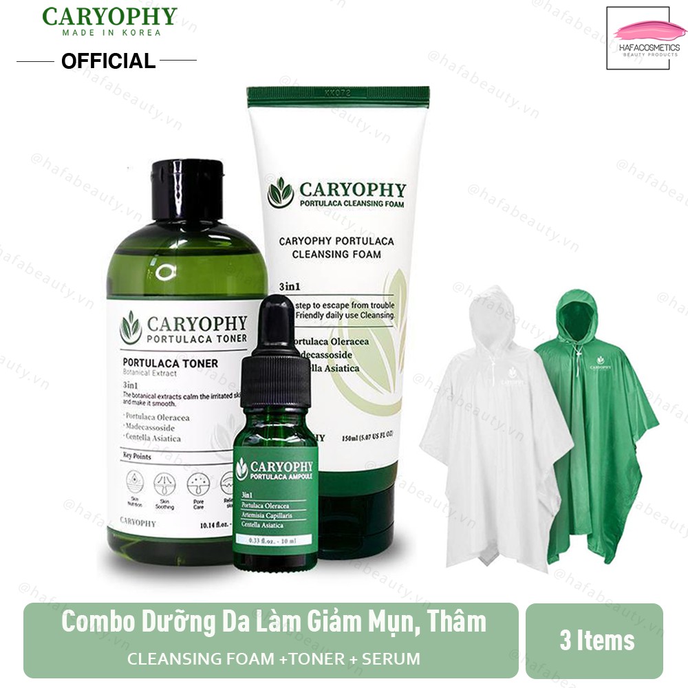 Bộ 3 Sản phẩm dưỡng da giảm mụn Caryophy (Cleansing Foam, Toner và Serum)