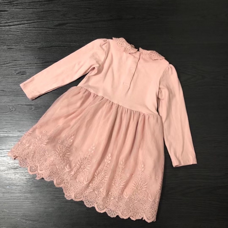 Váy dài tay bé gái HM 4-24 tháng  Đầm cho bé gái chất cotton mềm mịn xuất dư 0621