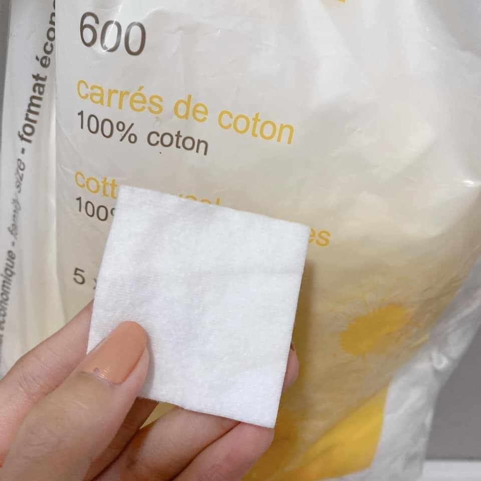 600 MIẾNG - Bông Tẩy Trang Tetra Pháp Cotton, KHÔNG TẨY TRẮNG