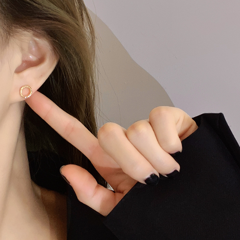 Bộ 3 đôi khuyên tai hợp kim thiết kế hình học đơn giản cho nữ