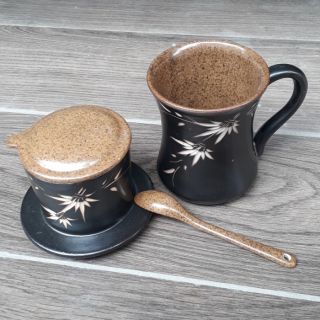 Bộ phin cafe kèm thìa sứ men gốm Bát Tràng
