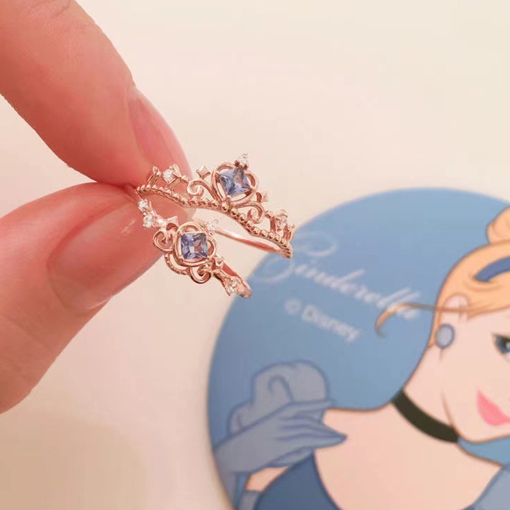 1 Nhẫn Đính Pha Lê Có Thể Điều Chỉnh Phong Cách Công Chúa Dễ Thương