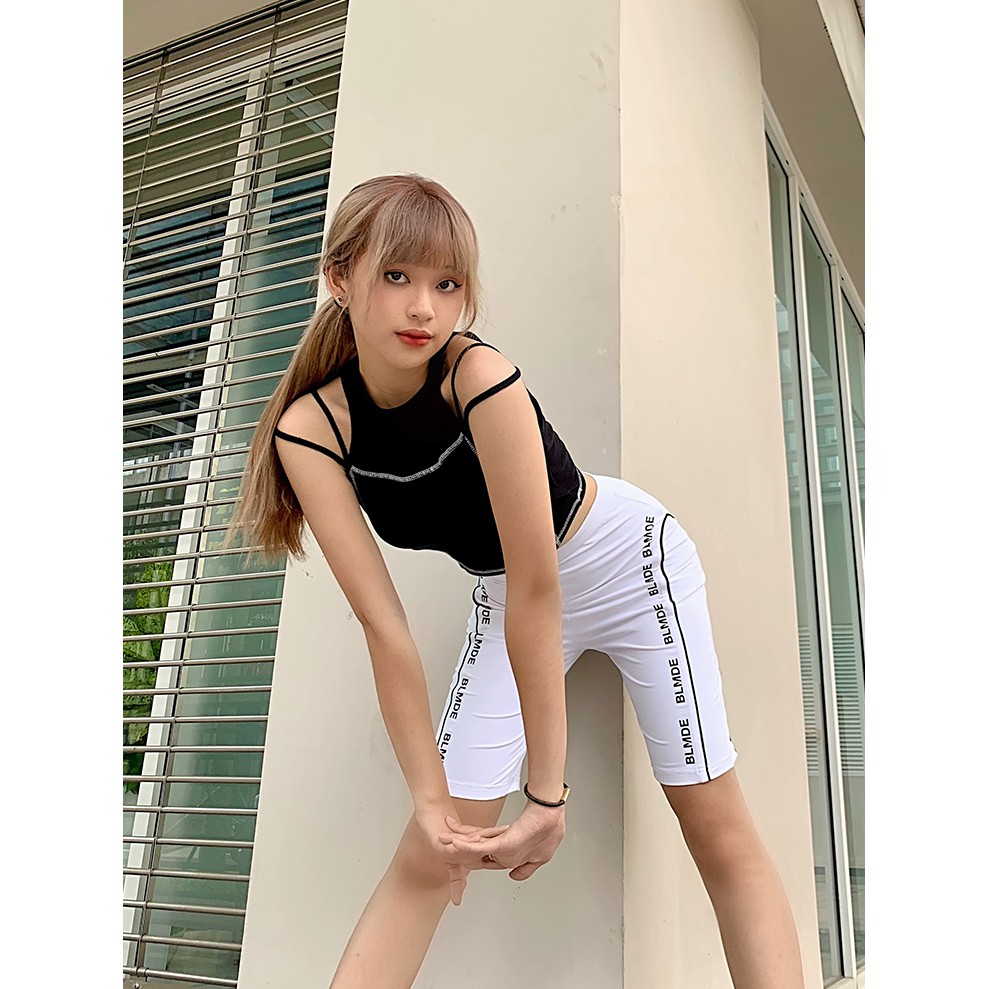 Quần biker viền logo năng động thoải mái BLMDE