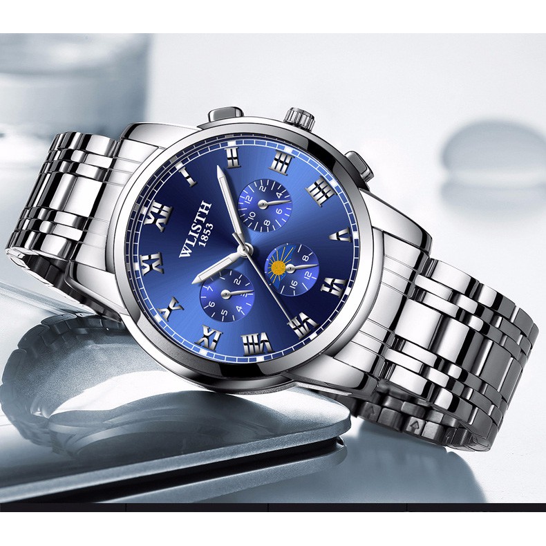 (FULL BOX) ĐỒNG HỒ NAM WLISTH MÁY NHẬT KIM DẠNG QUANG DÂY THÉP CAO CẤP | BigBuy360 - bigbuy360.vn