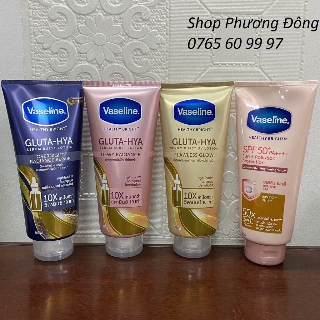 Sữa Dưỡng Thể Vaseline Healthy Bright Gluta HYA Serum 10X 330ml