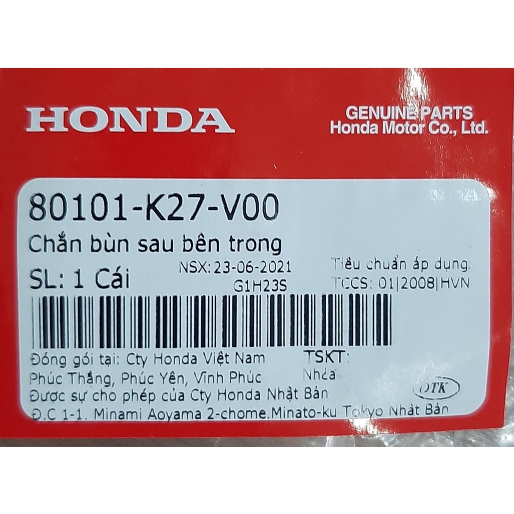 Chắn bùn sau bên trong AirBlade | Air Blade 125 (2012-2014) chính hãng Honda 80101-K27-V00