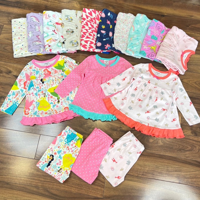 Bộ dài tay bèo gấu cotton borip bé gái (Sz 10-22kg)