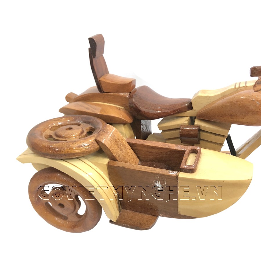 Mô Hình Xe Gỗ Motor Harley Davidson Sidecar - Size Lớn